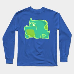 Mint and Turquoise Dinosaur: Vibrant Art Print Long Sleeve T-Shirt